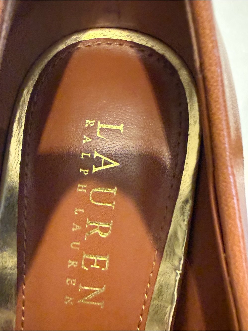 Lauren Ralph Lauren Harper Pumps/ Heels Tan Kidskin Leather Round Toe Sz 7.5 - Picture 10 of 14